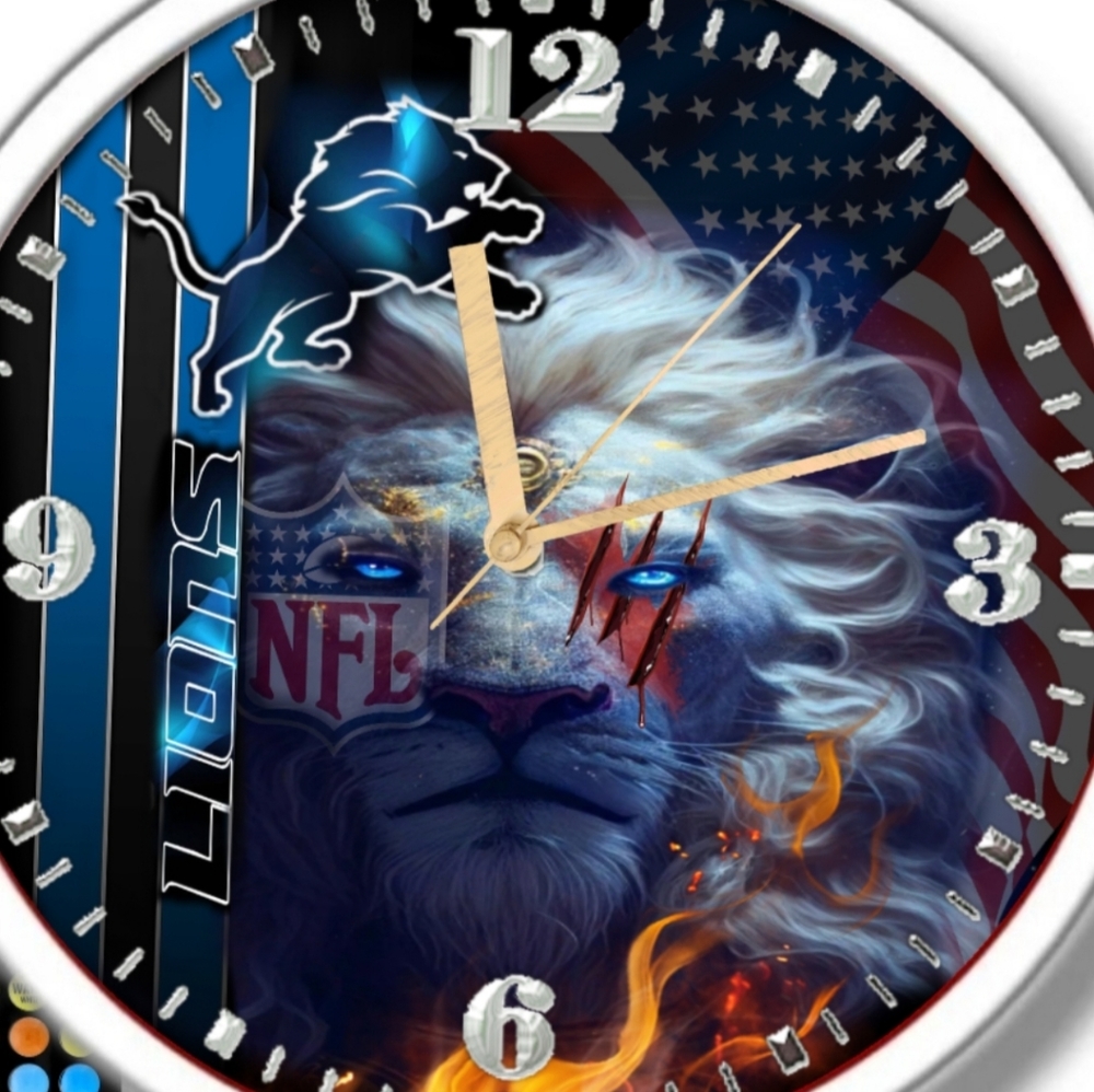 Detroit Lions led lights clock personalized